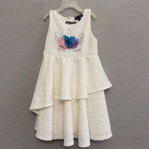 Ava & Yelly Tiered Dress Size 5 Unicorn Detail EUC